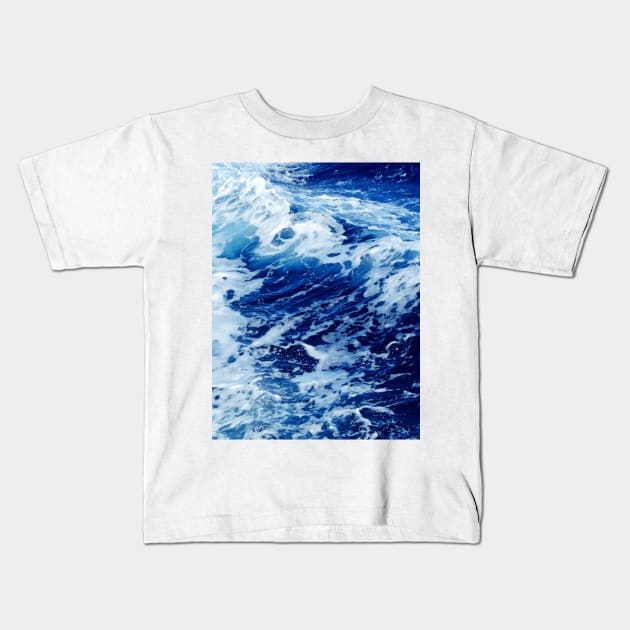 blue ocean waves design Kids T-Shirt by Artistic_st